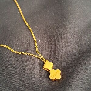 18 Carat Yellow  Gold Pendant Necklace with Love Charm